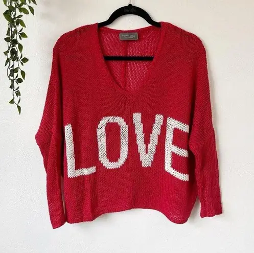 Wooden Ships  Red Love Oversized Crop Knit Sweater  Sz XS/S