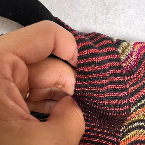 Missoni Wavy Chevron Print Open Knit Button Front Cardigan Size 4 Maroon Orange