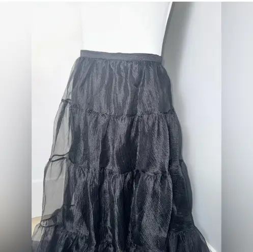 STAUD Dragon Ruffle Tulle Skirt in Black/Size 10