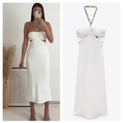 ZARA NWT‼️ White CUT-OUT DRESS WITH CHAIN DETAIL Size XS - $59 (33% Off  Retail) New With Tags - From Kat