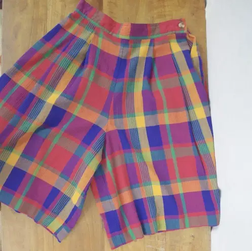 Vintage baggy Leg Plaid Shorts Small Red
