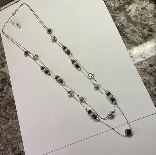 New York And Company NWT $22.95 Silver Tone Multi Strand Costume Jewelry Necklace