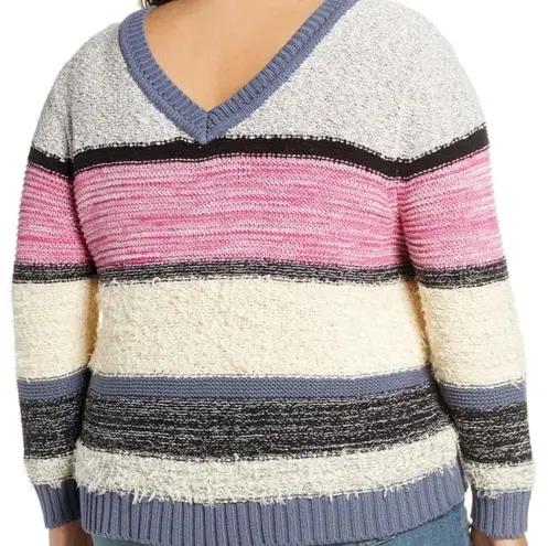 Caslon  Crewneck Marl Stripe Colorblock Textured Sweater 3X