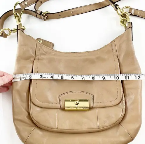 Coach  Kristin Leather Adjustable Strap Hobo Shoulder Handbag Beige