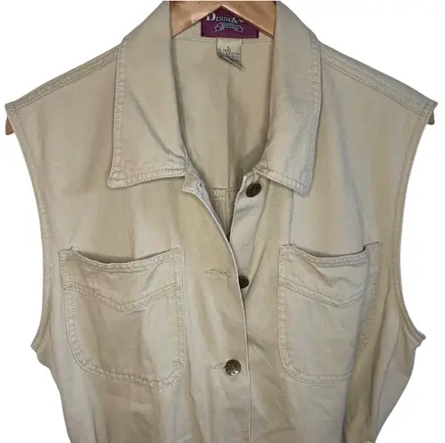 Denim & Co Vintage  tan button up vest