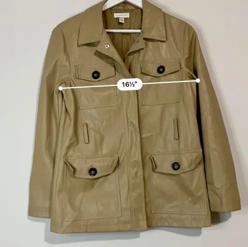 Topshop  Women’s Long Sleeve Faux Leather Jacket Tan Size 4 FLAW