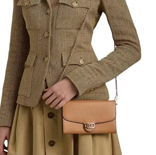 NWT Lauren Ralph Lauren Leather Medium Adair Wallet Crossbody Summer Buff Tan
