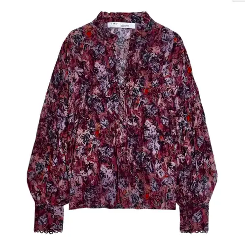 IRO NWT Paris Jorik Floral Blouse in Burgundy