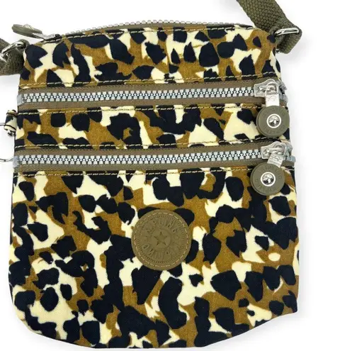 Kipling Keiko Crossbody Purse Shoulder Bag Olive Camouflage Nylon Monkey Charm