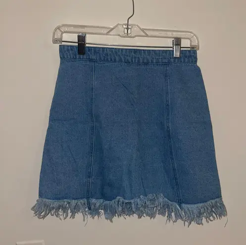 Forever 21 Fringe Jean Skirt