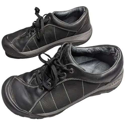 Keen  Women's Presidio Black Leather Low Top Lace Up Gorpcore Hiking Sneakers 11