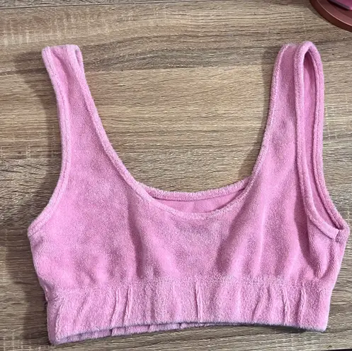 ZARA pink cropped shirt bra