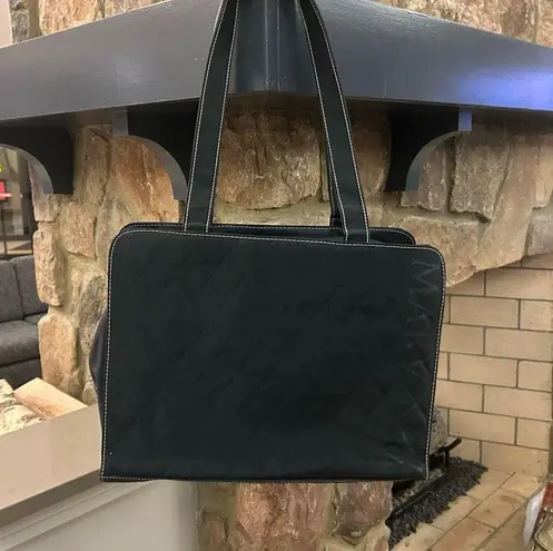 Mary Kay Black Textured Fabric Tote Bag with Wide Base