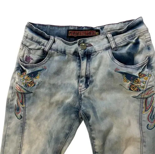 Vintage Magic Garden Acid Wash Flare Leg Jeans, Sz 5 Blue