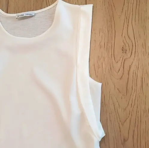 ZARA  New Collection White Sheer Back Tank Top