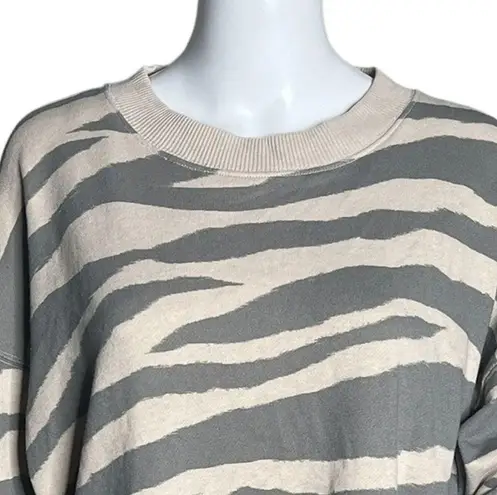 American Eagle  Sweatshirt Womens Small Cream Gray Zebra Print Jegging Fit Lounge