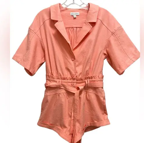 For Love & Lemons  Millie Romper One Piece Linen Blend Stretch in Mango Size XS