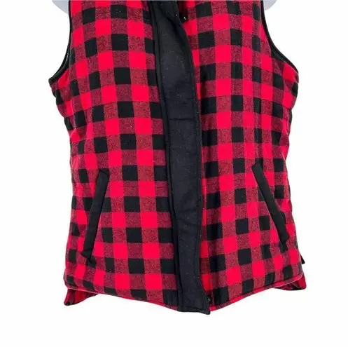 Cambridge  Red Black Buffalo Plaid Check Lumberjack Plaid Vest Women's Small S