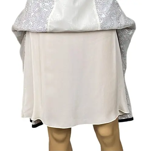 Zac Posen RARE black white pleated A-line skirt grosgrain trim Size 10 EUC