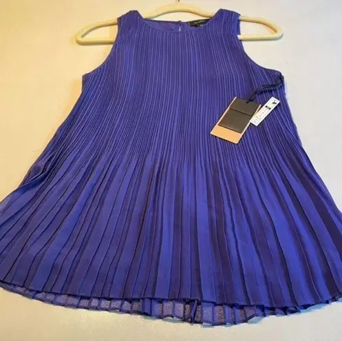 Halogen  Womens Blouse Purple Size XXS Top Pleated ‎ Career Wear Sleeveless