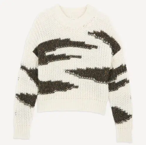 Ba&sh Cacilie Pull Sweater White Metallic Threading Wool Alpaca Size S/1 NEW