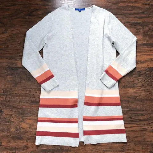 Apt. 9  • striped coatigan sweater grey orange cardigan duster longline open