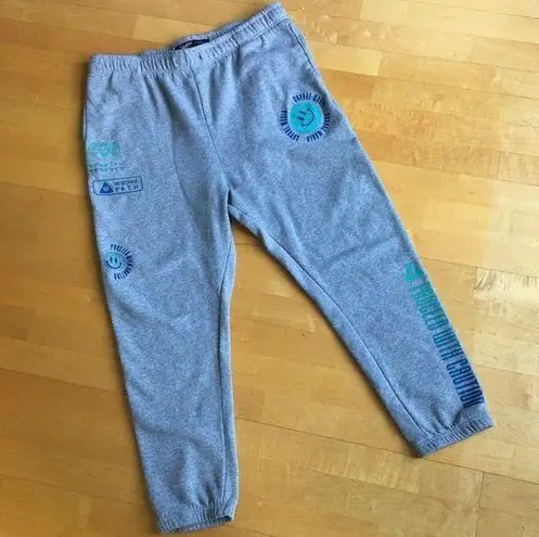 Brooklyn Cloth āProceed With Cautionā Smiley Face Sweatpants, Gray, Size XL