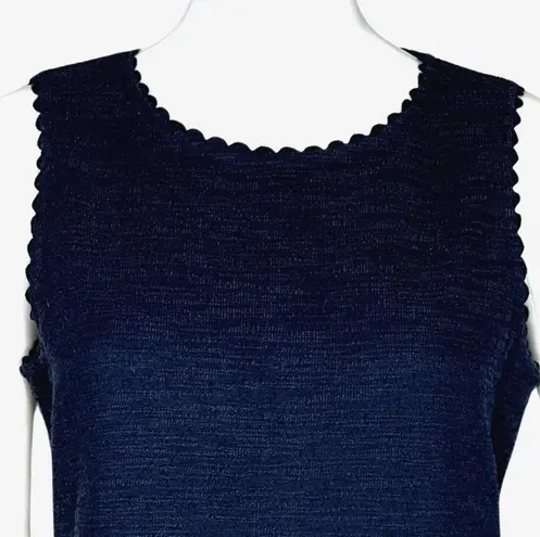 J.Crew  Shirt Womens Small Navy Blue Scalloped Trim Blouse Work Basic Minimalist