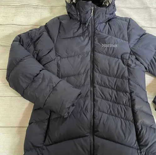 Marmot Montreal Navy Down Coat Winter Puffer Jacket Women Size Small
