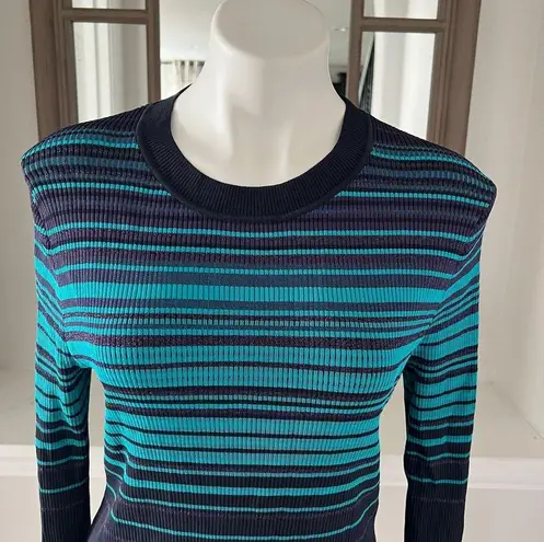 Hugo Boss Striped Sweater Knit Metallic Blue Navy Size S