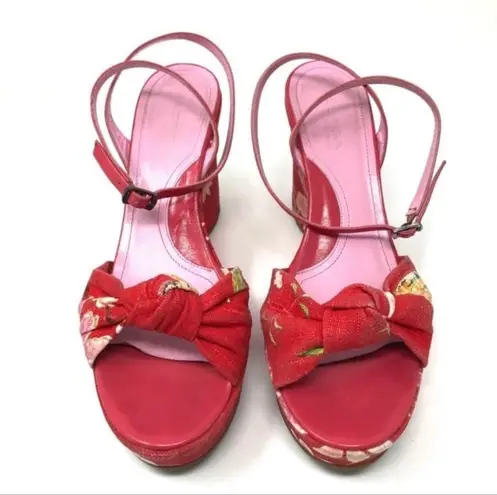 via spiga fabric ankle strap wedge sandals, Italy, size 9