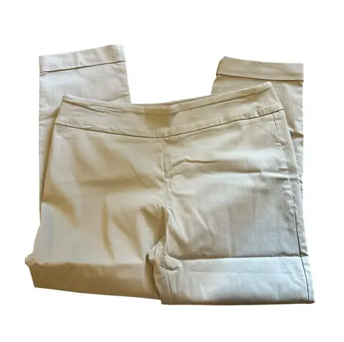 Bella & Rose Women Gray Casual Pants 1X Pull On Cuff Stretchy Office Vacation