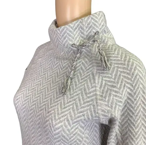 prAna  Lucia Womens Sweater Wool Blend Mock Neck Pullover Gray White Chevron XS