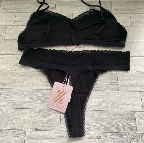 Savage X Fenty Cotton Essentials Lace-Trim Bralette Set