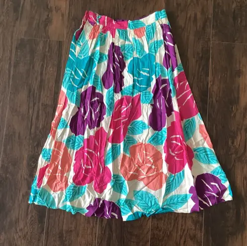 Unique Vintage PLIERS Floral Print Pleated Midi Skirt