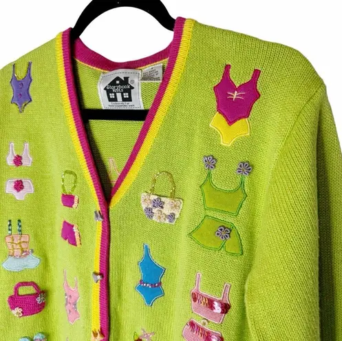 Storybook Knits Beach Fashion Button Cardigan Small Green