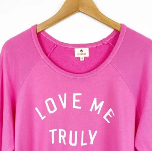 Sundry Top S NWT Long Sleeve Love Me Truly Pink California Beach Sunny Spring