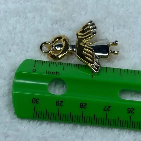 Angel with Wings and Halo Pin Brooch Pendant Silver and Gold Tone Metal