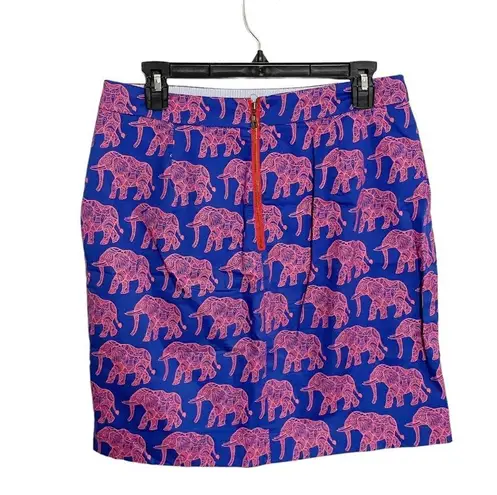 Hatley Skirt Elephant Print Pencil Skirt Blue & Coral Size 4