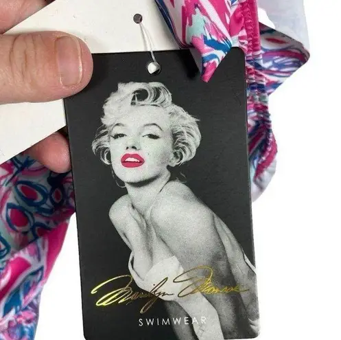 Marilyn Monroe NWT Ruffle Botanical One Piece Swim Suit in Pink/Blue Size 1X