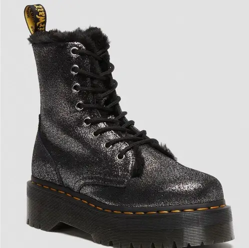 Dr. Martens Jadon Leather Platform  Distressed Metallic Boots 8