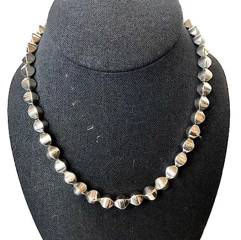 VINTAGE Sterling Silver Art Deco Beaded Modern Necklace