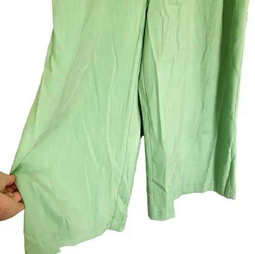 Stradivarius Asos Green Mid Rise Belted Wide Leg Slacks Size Medium