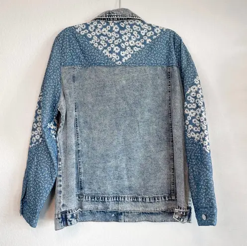 Avec Les Filles Blue Ditsy Floral Denim Jacket