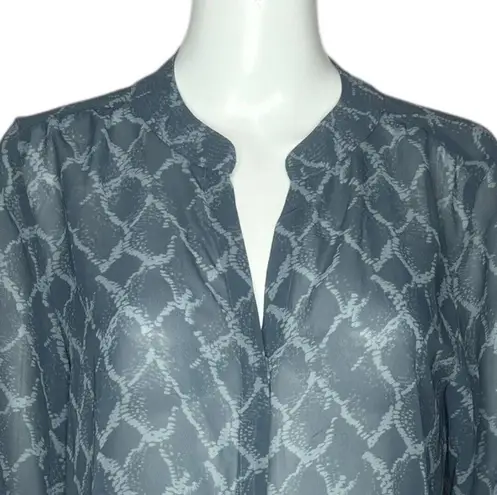 Banana Republic  Shirt Womens Small Blue Geometric Blouse Button Front Sheer Work