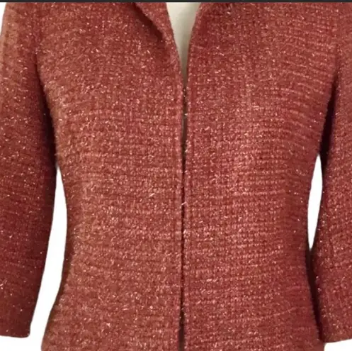 Lafayette 148 Wool Tweed Metallic Shimmer Blazer Suit Jacket Burnt Orange 4 NWOT