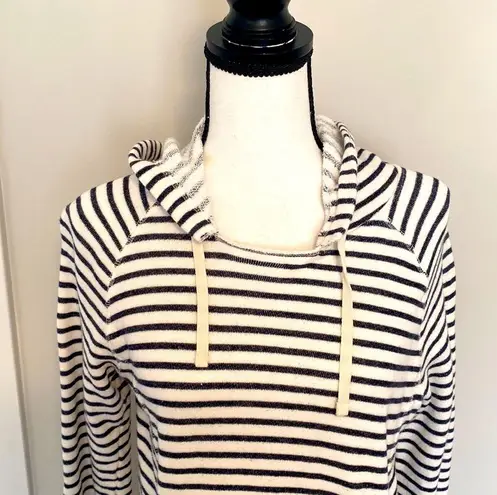 J.Crew || White/black striped hoodie with pockets