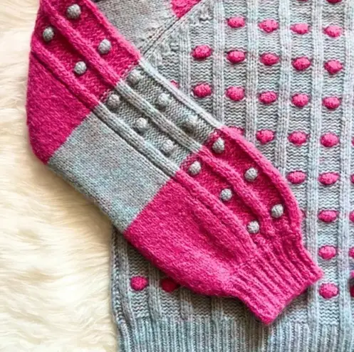 New! LOVESHACKFANCY Fancy Ellyn Pom Pom Crewneck Pullover Sweater