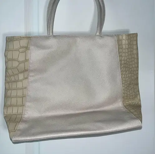 Estée Lauder Vintage Retired  Creme Beige Faux Giraffe Print Large Tote Bag