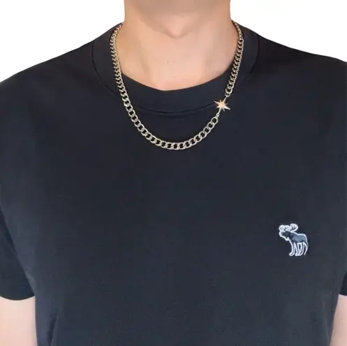 Link Chain Star Necklace for Men Women Streetwear Hip Hop Unisex Necklace Silver